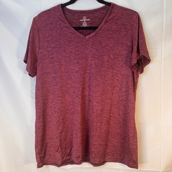 Essentials Tops - Real Essentials Burgundy Heathered Activewear Top Relaxed T-Shirt Size XL